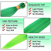 Ombre Green Pre Stretched Braiding Hair 30 Inch Kanekalon Box Braid Hair Extensions 3 Packs Yaki Texture Pre Feathered Braids Ha