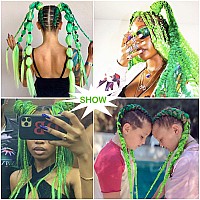 Ombre Green Pre Stretched Braiding Hair 30 Inch Kanekalon Box Braid Hair Extensions 3 Packs Yaki Texture Pre Feathered Braids Ha