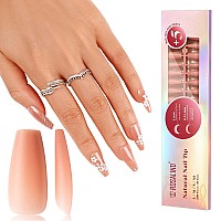 Rosalind Rosy Nude Coffin Nail Tips 200 Pcs Nude Matte Medium Coffin Nail Tips Full Cover Acrylic Nail Tips Nude Precolored F