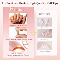 Rosalind Rosy Nude Coffin Nail Tips 200 Pcs Nude Matte Medium Coffin Nail Tips Full Cover Acrylic Nail Tips Nude Precolored F