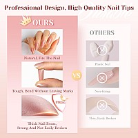 Rosalind Rosy Nude Almond Nail Tips 200 Pcs Matte Nude Nail Tips Full Cover Acrylic Nail Tips Nude Precolored Fake Press On N