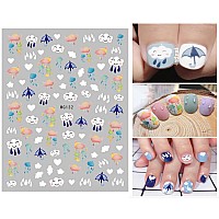 Maiousu Store 10 Sheet Cute Nail Stickers Nail Decals For Women And Little Girls Set Including Smiling Face Flower Fruit Leaves