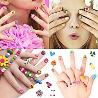 Maiousu Store 10 Sheet Cute Nail Stickers Nail Decals For Women And Little Girls Set Including Smiling Face Flower Fruit Leaves