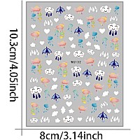 Maiousu Store 10 Sheet Cute Nail Stickers Nail Decals For Women And Little Girls Set Including Smiling Face Flower Fruit Leaves