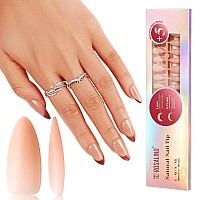 Rosalind Soft Pink Almond Nail Tips 200 Pcs Matte Pink Nude Nail Tips Full Cover Acrylic Nail Tips Nude Precolored Fake Press