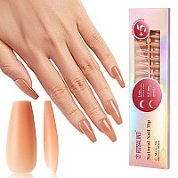 Rosalind Deep Nude Coffin Nail Tips 200 Pcs Natural Brown Nude Medium Coffin Nail Tips Full Cover Acrylic Nail Tips Nude Prec