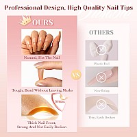 Rosalind Deep Nude Coffin Nail Tips 200 Pcs Natural Brown Nude Medium Coffin Nail Tips Full Cover Acrylic Nail Tips Nude Prec