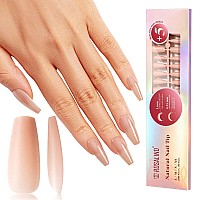 Rosalind Nude Coffin Nail Tips 200 Pcs Neutral Soft Gel Medium Coffin Nail Tips Full Cover Acrylic Nail Tips Nude Precolored