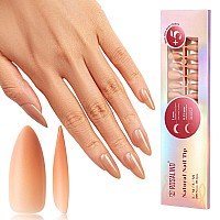 Rosalind Deep Nude Almond Nail Tips 200 Pcs Natural Brown Nude Nail Tips Full Cover Acrylic Nail Tips Nude Precolored Fake Pr