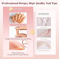 Rosalind Deep Nude Almond Nail Tips 200 Pcs Natural Brown Nude Nail Tips Full Cover Acrylic Nail Tips Nude Precolored Fake Pr