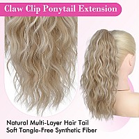 Reecho 14 Ponytail Extension Claw Clip Ponytail Extension Fake Pony Tails Soft Wavy Multi Layered Clip In Hair Extensions Syn