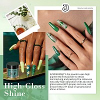 Azurebeauty Evergreen Dip Powder Nail Kit 6 Colors Glitter Green Sparkle Forest Dark Summer Seasons Dipping Powder Color Frenc