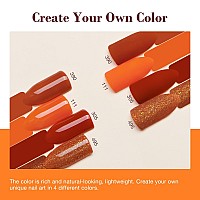 Azurebeauty Dip Powder Nail Kit Starter Orange Brown Glitter 4 Fall Pumpkin Maple Dark Colors Set French Halloween Nail Art B