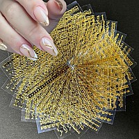 30 Sheets Gold Line Nail Art Stickers Gold Lace Nail Stickers 3D Selfadhesive Gold Nail Decals Acrylic Nails Diy Design Nail Su