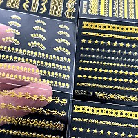 30 Sheets Gold Line Nail Art Stickers Gold Lace Nail Stickers 3D Selfadhesive Gold Nail Decals Acrylic Nails Diy Design Nail Su