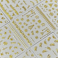 30 Sheets Gold Nail Art Stickers Gold Flower Butterfly Nail Stickers Star Line Selfadhesive Nail Decals Acrylic Nails Diy Desig