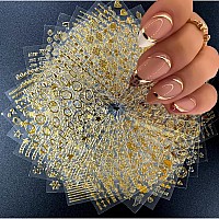 30 Sheets Gold Nail Art Stickers 3D Selfadhesive Nail Decals Gold Line Star Nail Stickers For Acrylic Nails Gold Leaf Diamond N