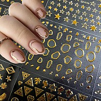 30 Sheets Gold Nail Art Stickers 3D Selfadhesive Nail Decals Gold Line Star Nail Stickers For Acrylic Nails Gold Leaf Diamond N