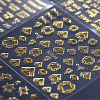 30 Sheets Gold Nail Art Stickers 3D Selfadhesive Nail Decals Gold Line Star Nail Stickers For Acrylic Nails Gold Leaf Diamond N