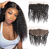 Odir 13X4 Lace Frontal Deep Wave Human Hair 180 Density Unprocessed 9A Deep Curly Virgin Hair 13X4 Ear To Ear Lace Closure Fron