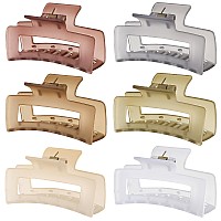 Sisiaipu 35 Inch Medium Hair Accessories 6 Pack Square And Rectangle Banana Jaw Clips For Women And Girls Tea