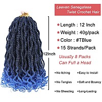 Leeven Ombre Blue Wavy Senegalese Twist Crochet Hair With Curly Ends 12 Inch 8 Packs Pre Twist Small Hanava Twist Pre Looped Sho