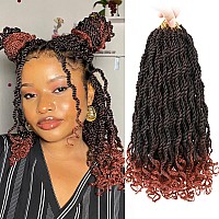 Leeven 12 Inch Senegalese Twist Crochet Hair With Curly Ends 8 Packs Ombre Copper Red Pre Looped Short Wavy Crochet Braids For K