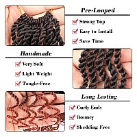 Leeven 12 Inch Senegalese Twist Crochet Hair With Curly Ends 8 Packs Ombre Copper Red Pre Looped Short Wavy Crochet Braids For K