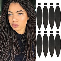 Alrence Pre Stretched Braiding Hair Long Braid 16 Inch 8 Packs Professional Braiding Hair Extensions Synthetic Crochet Twist Bra