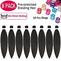 Alrence Pre Stretched Braiding Hair Long Braid 16 Inch 8 Packs Professional Braiding Hair Extensions Synthetic Crochet Twist Bra