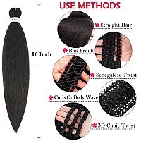 Alrence Pre Stretched Braiding Hair Long Braid 16 Inch 8 Packs Professional Braiding Hair Extensions Synthetic Crochet Twist Bra