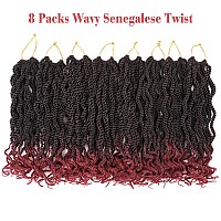 Leeven 8 Inch Burgundy Senegalese Twist With Curly Ends 8 Packs Ombre Red Hanava Twist Crochet Hair Pre Twisted Short Kinky Twsi