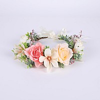 Vivivalue Women Floral Crown Wedding Flower Headband Hair Wreath Floral Headpiece Halo Party Prom Photos