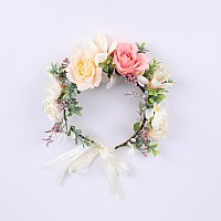 Vivivalue Women Floral Crown Wedding Flower Headband Hair Wreath Floral Headpiece Halo Party Prom Photos