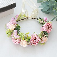 Vivivalue Wedding Floral Crown Girl Flower Headband Hair Wreath Floral Headpiece Halo Party Prom Photos