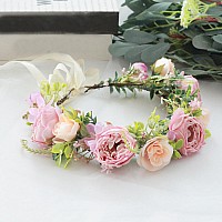 Vivivalue Wedding Floral Crown Girl Flower Headband Hair Wreath Floral Headpiece Halo Party Prom Photos