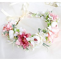 Vivivalue Bridal Flower Crown Flower Garland Headband Floral Headpiece Halo Wedding Party Photos