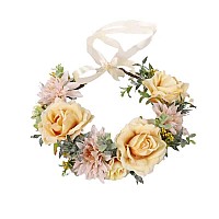 Vivivalue Floral Crown Girl Floral Headband Hair Wreath Flower Headpiece Halo Wedding Party Photos