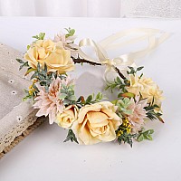 Vivivalue Floral Crown Girl Floral Headband Hair Wreath Flower Headpiece Halo Wedding Party Photos