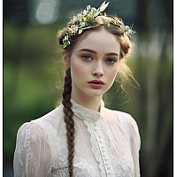 Vivivalue Wedding Flower Crown Flower Garland Headband Hair Wreath Floral Headpiece Halo Boho With Ribbon Party Prom Festival Ph