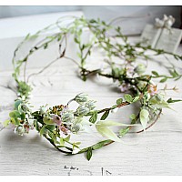 Vivivalue Wedding Flower Crown Flower Garland Headband Hair Wreath Floral Headpiece Halo Boho With Ribbon Party Prom Festival Ph