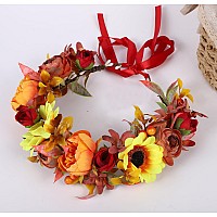 Vivivalue Wedding Flower Crown Women Flower Headband Floral Headpiece Halo Party Prom Photos