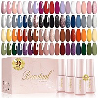 Beautpal 40 Pcs Gel Nail Polish Set All Seasons Collection 36 Colors Gel Polish 7Ml Popular Nude Pink Red Blue Glitter Nail Poli