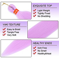 Lavender Purple Pre Stretched Braiding Hair 30 Inch Kanekalon Box Braid Hair Extensions 3 Packs Yaki Texture Pre Feathered Braid