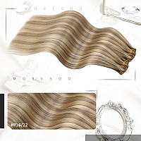 Moresoo Blonde Clip In Hair Extensions Real Human Hair 24 Inch Double Weft Human Hair Clip In Extensions Dark Ash Blonde With Go