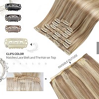 Moresoo Blonde Clip In Hair Extensions Real Human Hair 24 Inch Double Weft Human Hair Clip In Extensions Dark Ash Blonde With Go