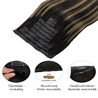 Doores Hair Extensions Real Human Hair Natural Black To Chestnut Brown 14 Inch 130G 9Pcs Clip In Remy Human Hair Extensions Se