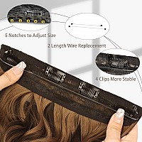 Morica Invisible Wire Hair Extensions 20 Inch Honey Blonde Mixed Light Brown Long Wavy Synthetic Hairpiece With Transparent Wi