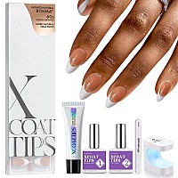 Btartboxnails French Xcoattips Nail Kit Brown Medium Almond Fake Nails Gel Nail Glue Builder Gel Top Coat Nail Lamp Frenc