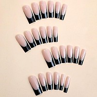 Magrace Press On Nails Long Square Fake Nails Nude Black False Nails With Designs 24 Pcs Stick On Nails For Women A5